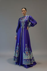 Purple Raw Silk Sequin Embroidered Slit Cut Lehenga Suit