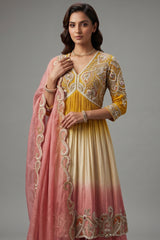 Yellow and Multi Colored Embellished Sharara Set