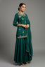 Bottle Green Satin Organza Gota Worked Lehenga Suit