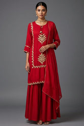 Rani Pink Satin Organza Gota Worked Palazzo Suit