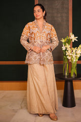 Golden Sequin Beaded Designer Indo Western Set