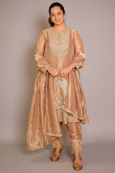 Golden Tissue Silk Beaded and Zardosi Worked Suit