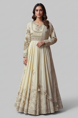 Ivory Hand Embroidered Anarkali Set with Dupatta