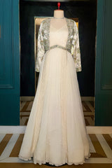 Ivory Embellished Gown with Handworked Jacket