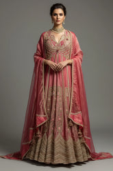 Pink Tissue Designer Heavy Paisley Worked Suit