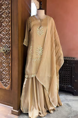 Beige Tissue Gota Worked Palazzo Suit