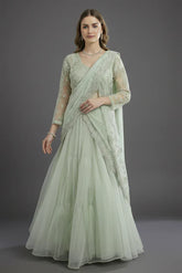 Light Mint Green Suit with Attached Dupatta and Long Top