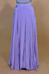 Lilac Crepe Silk Beaded and Sequin Worked Crop Top Palazzo Set