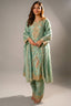 Turquoise Blue Organza Designer Handworked Suit