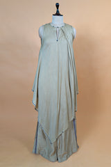 Beige Cotton Silk Solid Co-Ord Set