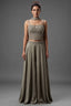 Grey Crepe Silk Cutdana Sequin Worked Crop Top Palazzo Suit
