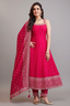 Pink Art Silk Sequin Embroidered Suit - red silk saree embroidered