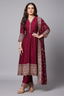 Dark Maroon Art Silk Sequin Embroidered Anarkali Suit - red silk saree embroidered