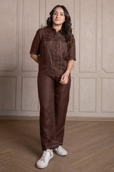 Coffee Brown Linen Co-Ord Set