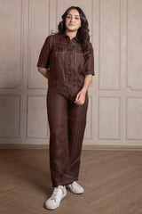 Coffee Brown Linen Co-Ord Set