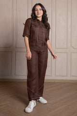 Coffee Brown Linen Co-Ord Set
