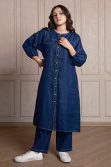 Navy Blue Linen Co-Ord Set