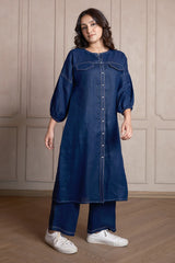 Navy Blue Linen Co-Ord Set