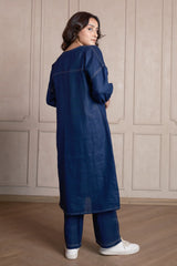 Navy Blue Linen Co-Ord Set