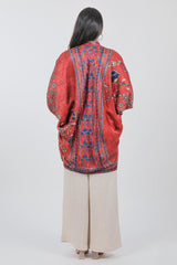 Red Crepe Silk Printed Kaftan Style Tunic