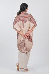 Beige Crepe Silk Printed Kurti Top