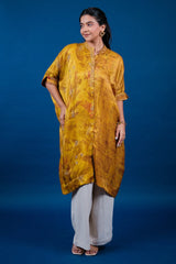 Mustard Crepe Silk Printed Kurti