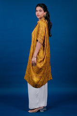 Mustard Crepe Silk Printed Kurti