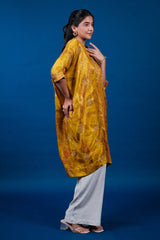Mustard Crepe Silk Printed Kurti