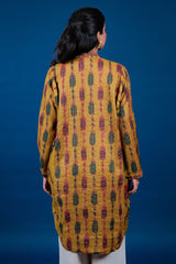 Mustard Crepe Silk Floral Printed Kurti