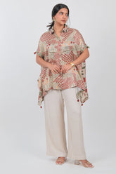 Multi Colored Crepe Silk Printed Kaftan Style Tunic
