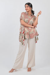 Multi Colored Crepe Silk Printed Kaftan Style Tunic