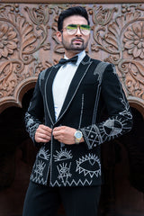 Black Imported Tuxedo Suit with Bow Tie