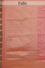 Flamingo Pink Woven Butti Saree in Muga Silk with Elephant and Peacock Motifs