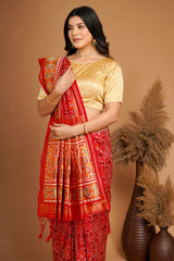 Red Traditional Patola Woven Saree in Silk