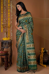 Green Traditional Patola Woven Saree in Silk