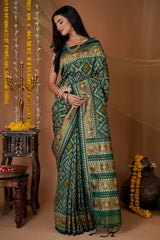 Green Traditional Patola Woven Saree in Silk