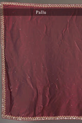 Dark Maroon Glass Tissue Handworked Saree