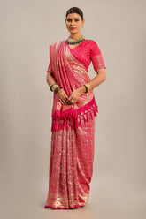 Pink Satin Silk Zari Woven Saree
