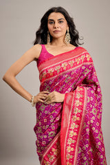 Purple Art Silk Traditional Woven Patola Saree