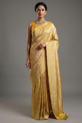 Light Yellow Silk All Over Woven Saree