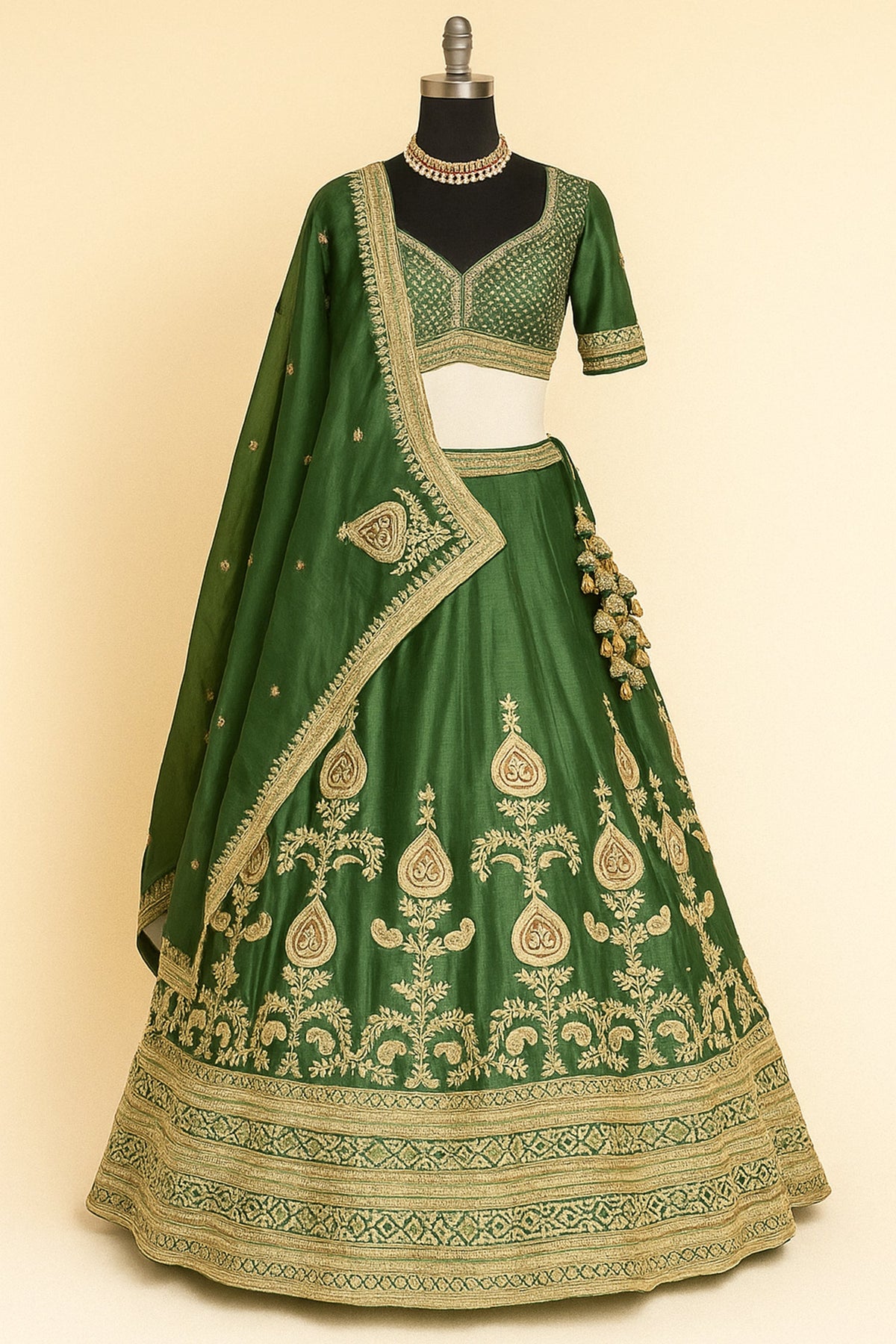 Green Matka Silk Designer Lehenga