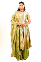 Green Tissue Silk Woven Anarkali Palazzo Suit