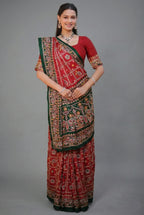Maroon Gaji Silk Traditional Gharchola with Contrast Pallu and Border