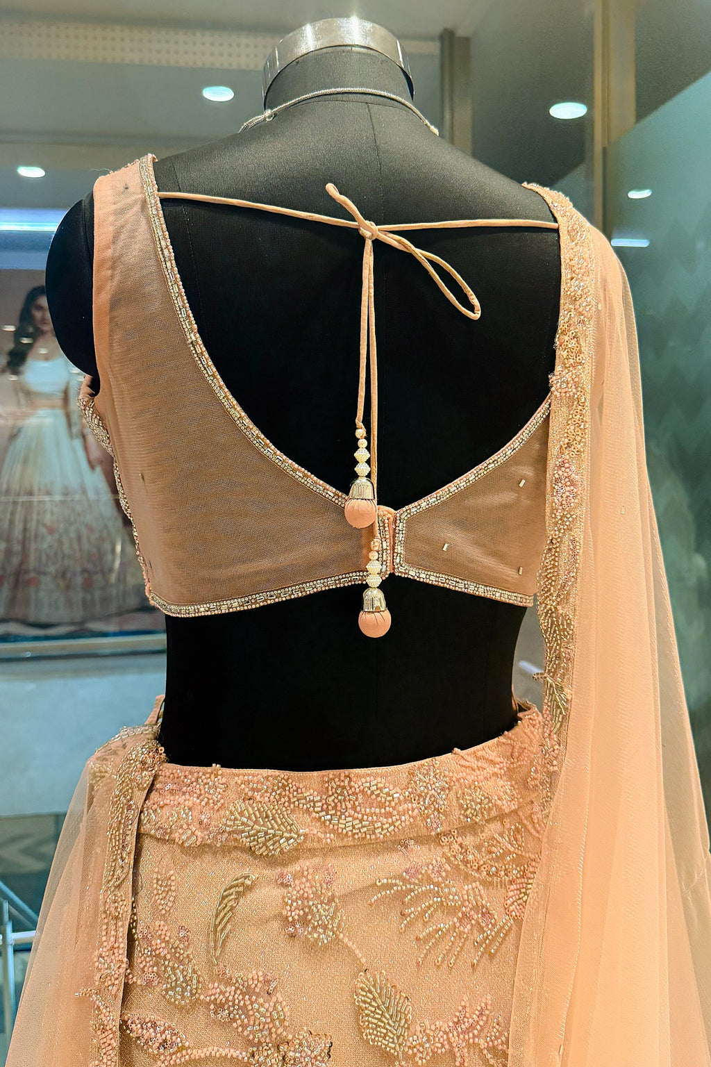 Pink Lycra Net Shimmer Designer Handworked Lehenga