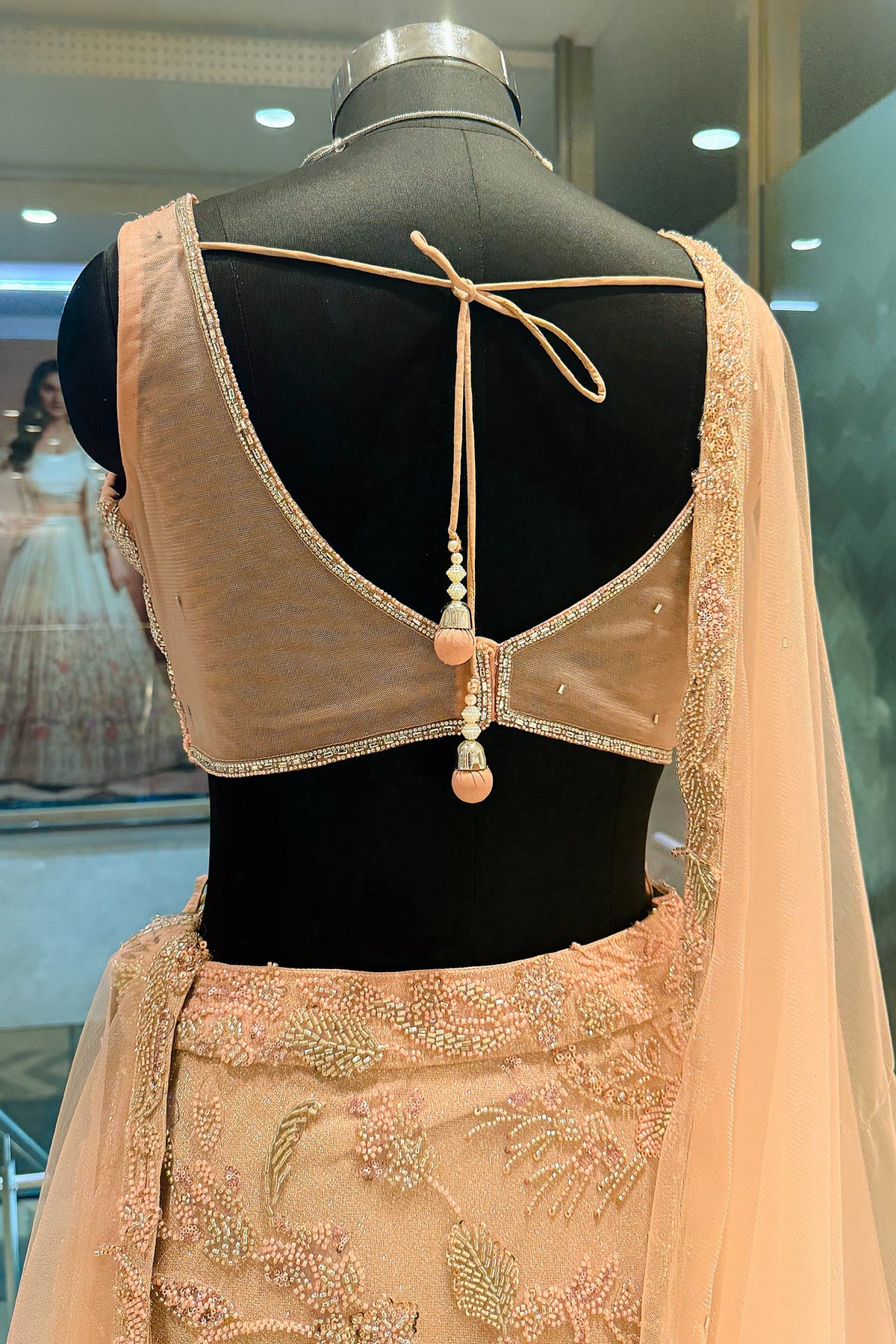 Pink Lycra Net Shimmer Designer Handworked Lehenga