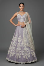 Lavender Purple Net Designer Lehenga with Corset