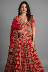 Red Bamber Silk Heavy Worked Bridal Lehenga