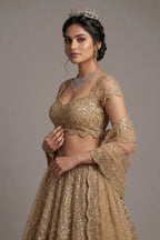 Golden Net Designer All Over Sequinned Lehenga