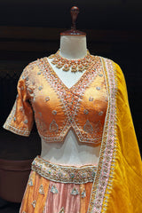 Multi Colored Tissue Silk Desginer Beaded and Zardosi Worked Lehenga