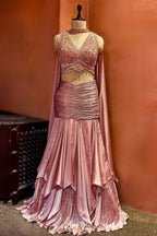 Radiant Blush Fish-Cut Lehenga with Crystal Embellished Choli